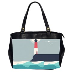 Lighthouse Ocean Nautical Sea Minimal Minimalist Oversize Office Handbag (2 Sides) by Pakemis