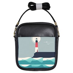 Lighthouse Ocean Nautical Sea Minimal Minimalist Girls Sling Bag by Pakemis