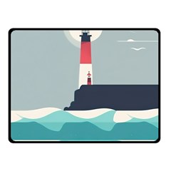 Lighthouse Ocean Nautical Sea Minimal Minimalist One Side Fleece Blanket (small) by Pakemis