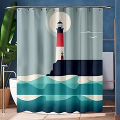 Lighthouse Ocean Nautical Sea Minimal Minimalist Shower Curtain 60  X 72  (medium)  by Pakemis