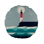 Lighthouse Ocean Nautical Sea Minimal Minimalist Standard 15  Premium Flano Round Cushions Front