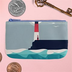 Lighthouse Ocean Nautical Sea Minimal Minimalist Large Coin Purse by Pakemis