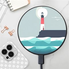 Lighthouse Ocean Nautical Sea Minimal Minimalist Wireless Fast Charger(black) by Pakemis