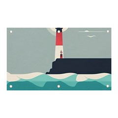 Lighthouse Ocean Nautical Sea Minimal Minimalist Banner And Sign 5  X 3  by Pakemis