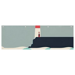 Lighthouse Ocean Nautical Sea Minimal Minimalist Banner And Sign 9  X 3  by Pakemis