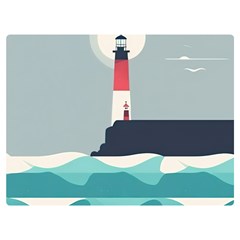 Lighthouse Ocean Nautical Sea Minimal Minimalist One Side Premium Plush Fleece Blanket (extra Small)