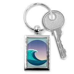 Tsunami Tidal Wave Wave Minimalist Ocean Sea 4 Key Chain (rectangle) by Pakemis