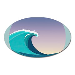 Tsunami Tidal Wave Wave Minimalist Ocean Sea 4 Oval Magnet by Pakemis