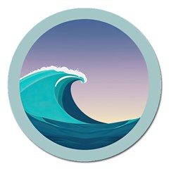 Tsunami Tidal Wave Wave Minimalist Ocean Sea 4 Magnet 5  (round) by Pakemis