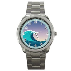 Tsunami Tidal Wave Wave Minimalist Ocean Sea 4 Sport Metal Watch by Pakemis