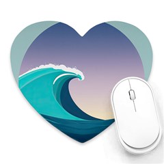 Tsunami Tidal Wave Wave Minimalist Ocean Sea 4 Heart Mousepad by Pakemis