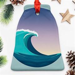 Tsunami Tidal Wave Wave Minimalist Ocean Sea 4 Bell Ornament (two Sides) by Pakemis