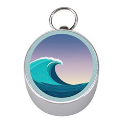 Tsunami Tidal Wave Wave Minimalist Ocean Sea 4 Mini Silver Compasses by Pakemis