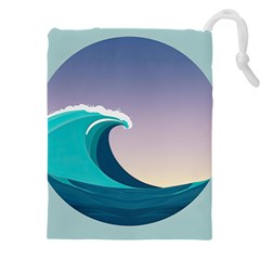 Tsunami Tidal Wave Wave Minimalist Ocean Sea 4 Drawstring Pouch (4xl) by Pakemis