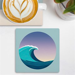 Tsunami Tidal Wave Wave Minimalist Ocean Sea 4 Uv Print Square Tile Coaster  by Pakemis