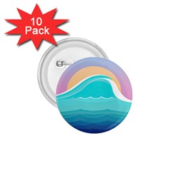 Tsunami Tidal Wave Wave Minimalist Ocean Sea 1 75  Buttons (10 Pack) by Pakemis