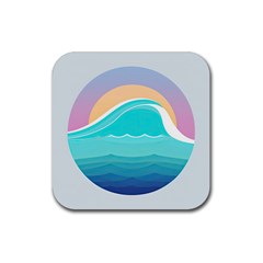 Tsunami Tidal Wave Wave Minimalist Ocean Sea Rubber Coaster (square) by Pakemis