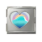 Tsunami Tidal Wave Wave Minimalist Ocean Sea Mega Link Heart Italian Charm (18mm) Front