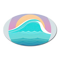 Tsunami Tidal Wave Wave Minimalist Ocean Sea Oval Magnet by Pakemis