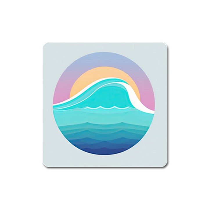 Tsunami Tidal Wave Wave Minimalist Ocean Sea Square Magnet