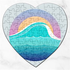 Tsunami Tidal Wave Wave Minimalist Ocean Sea Jigsaw Puzzle (heart) by Pakemis