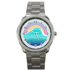 Tsunami Tidal Wave Wave Minimalist Ocean Sea Sport Metal Watch by Pakemis