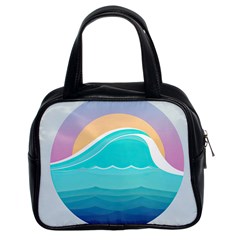 Tsunami Tidal Wave Wave Minimalist Ocean Sea Classic Handbag (two Sides) by Pakemis