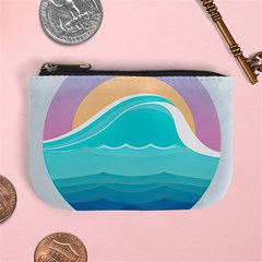 Tsunami Tidal Wave Wave Minimalist Ocean Sea Mini Coin Purse by Pakemis