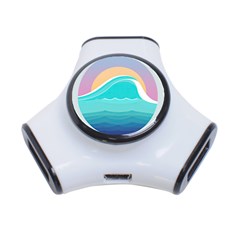 Tsunami Tidal Wave Wave Minimalist Ocean Sea 3-port Usb Hub by Pakemis