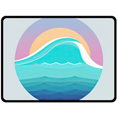 Tsunami Tidal Wave Wave Minimalist Ocean Sea Fleece Blanket (large) by Pakemis