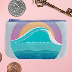 Tsunami Tidal Wave Wave Minimalist Ocean Sea Large Coin Purse by Pakemis