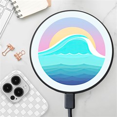 Tsunami Tidal Wave Wave Minimalist Ocean Sea Wireless Fast Charger(black)