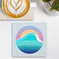 Tsunami Tidal Wave Wave Minimalist Ocean Sea Uv Print Square Tile Coaster  by Pakemis