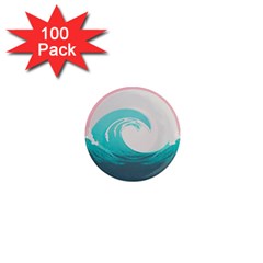 Tidal Wave Ocean Sea Tsunami Wave Minimalist 1  Mini Magnets (100 Pack)  by Pakemis