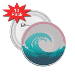 Tidal Wave Ocean Sea Tsunami Wave Minimalist 2 25  Buttons (10 Pack)  by Pakemis