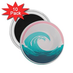 Tidal Wave Ocean Sea Tsunami Wave Minimalist 2 25  Magnets (10 Pack)  by Pakemis