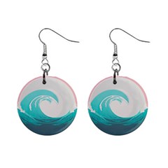 Tidal Wave Ocean Sea Tsunami Wave Minimalist Mini Button Earrings by Pakemis