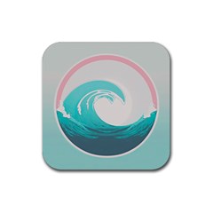 Tidal Wave Ocean Sea Tsunami Wave Minimalist Rubber Coaster (square) by Pakemis