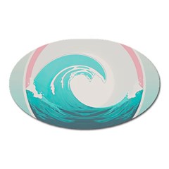 Tidal Wave Ocean Sea Tsunami Wave Minimalist Oval Magnet by Pakemis