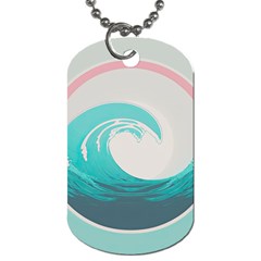 Tidal Wave Ocean Sea Tsunami Wave Minimalist Dog Tag (two Sides) by Pakemis