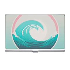 Tidal Wave Ocean Sea Tsunami Wave Minimalist Business Card Holder by Pakemis