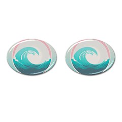 Tidal Wave Ocean Sea Tsunami Wave Minimalist Cufflinks (oval) by Pakemis