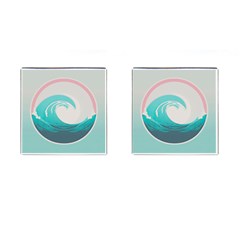 Tidal Wave Ocean Sea Tsunami Wave Minimalist Cufflinks (square) by Pakemis