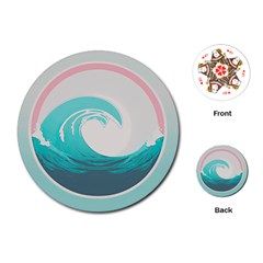 Tidal Wave Ocean Sea Tsunami Wave Minimalist Playing Cards Single Design (round) by Pakemis