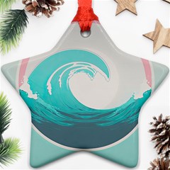 Tidal Wave Ocean Sea Tsunami Wave Minimalist Star Ornament (two Sides) by Pakemis