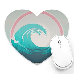 Tidal Wave Ocean Sea Tsunami Wave Minimalist Heart Mousepad by Pakemis