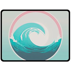 Tidal Wave Ocean Sea Tsunami Wave Minimalist One Side Fleece Blanket (large) by Pakemis