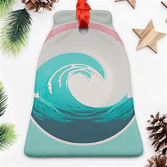 Tidal Wave Ocean Sea Tsunami Wave Minimalist Bell Ornament (two Sides) by Pakemis