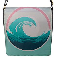 Tidal Wave Ocean Sea Tsunami Wave Minimalist Flap Closure Messenger Bag (s) by Pakemis