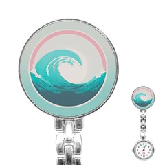 Tidal Wave Ocean Sea Tsunami Wave Minimalist Stainless Steel Nurses Watch by Pakemis